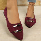Shallow Mouth Suede Metal Buckle Flat Pumps Women Soft Bottom Office Work Gommino ZUIMEI