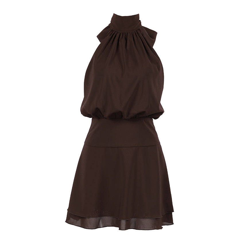 Halter Lace up Bow Vest Women Slim Elegant Short Dress FOREVEREIGHTEEN