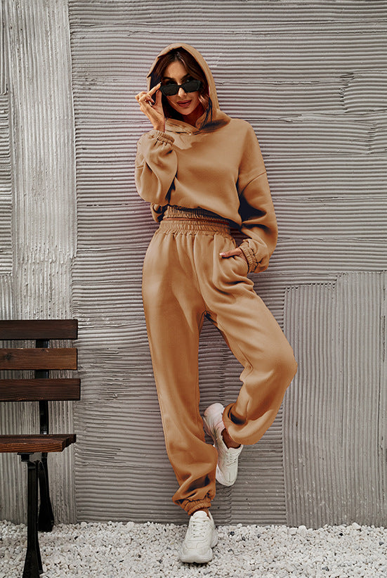 Women Clothing Casual Set Autumn Winter Long Sleeve Sweater Straight Leg Trousers Comfortable Two Piece Set XINXI