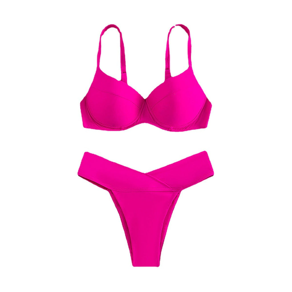 Bikini Solid Color Swimsuit Sexy Split Swimsuit Rain