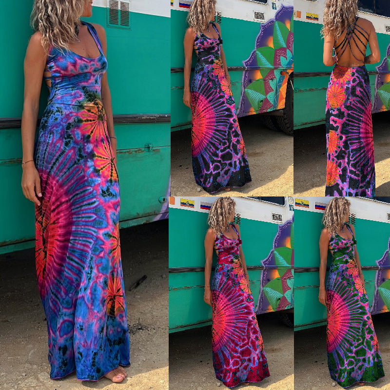 Summer Sexy Women Wear Strap Backless Cross Dress Gemi