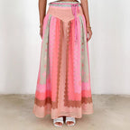 Seaside Vacation Printed Lace up Large Skirt Ethnic Skirt Women XINXI