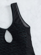 Swimsuit Women Solid Color Sexy Sheer Mesh Hollow Out Cutout Siamese Bikini Chimie