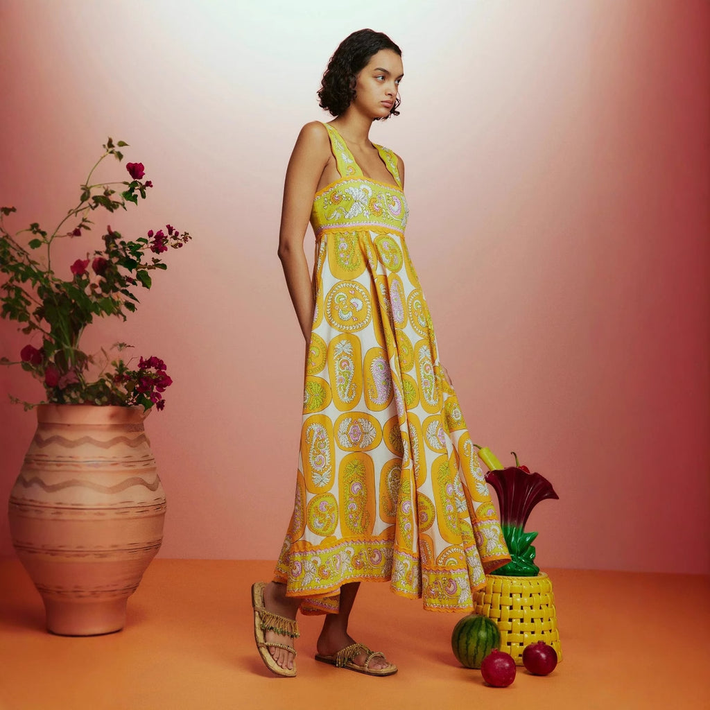 Summer Sexy Sling Printed High Waist Big Swing Dress Women XINXI