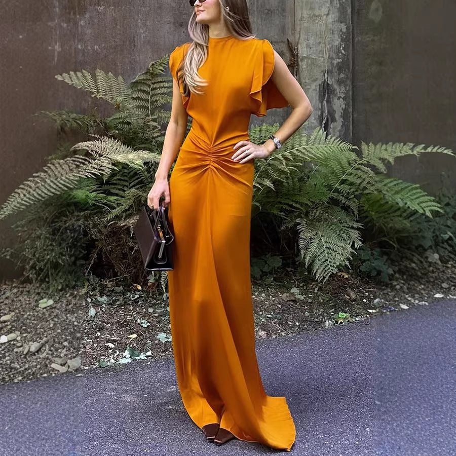 Running Environment Spring Summer Satin Lace-up Sleeveless Dress Casual Vacation Women Dress Oyrina