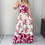 Women Holiday Floral Print Casual Sleeveless A line Dress PLAYA