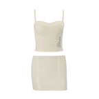 Women Clothing Summer Sexy Camisole Low Waist Printed Hip Skirt Set Burgatti
