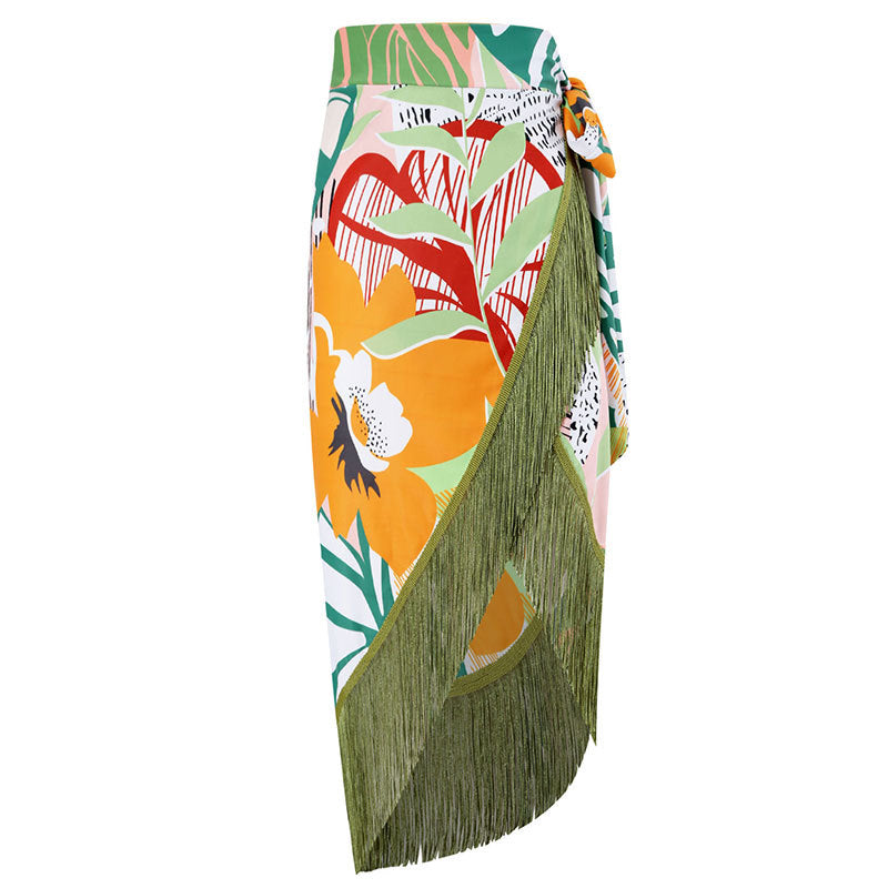 Maillot de bain une pièce rétro pour femmes, jupe fine couvrant le ventre, ensemble jupe de plage à pompons printaniers