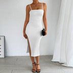 Vestido de verano con tirantes, sexy, con abertura en la espalda y tirantes finos.