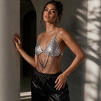 Sexy Light Diamond Fishnet Clothing Chest Necklace Beach Net Drill Halter Sexy Top Sling Women Hadid
