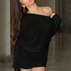 Sexy off Neck off Shoulder Slim Fit Figure Flattering Black Women Commuting Spring Summer Sheath Dress Yiskiss