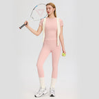 Women Summer Yoga Nude Feel Quick Drying T shirt Short Sleeve High Waist Hip Lift Yoga Trousers Slimming Fitness Two Piece Sets YUERD