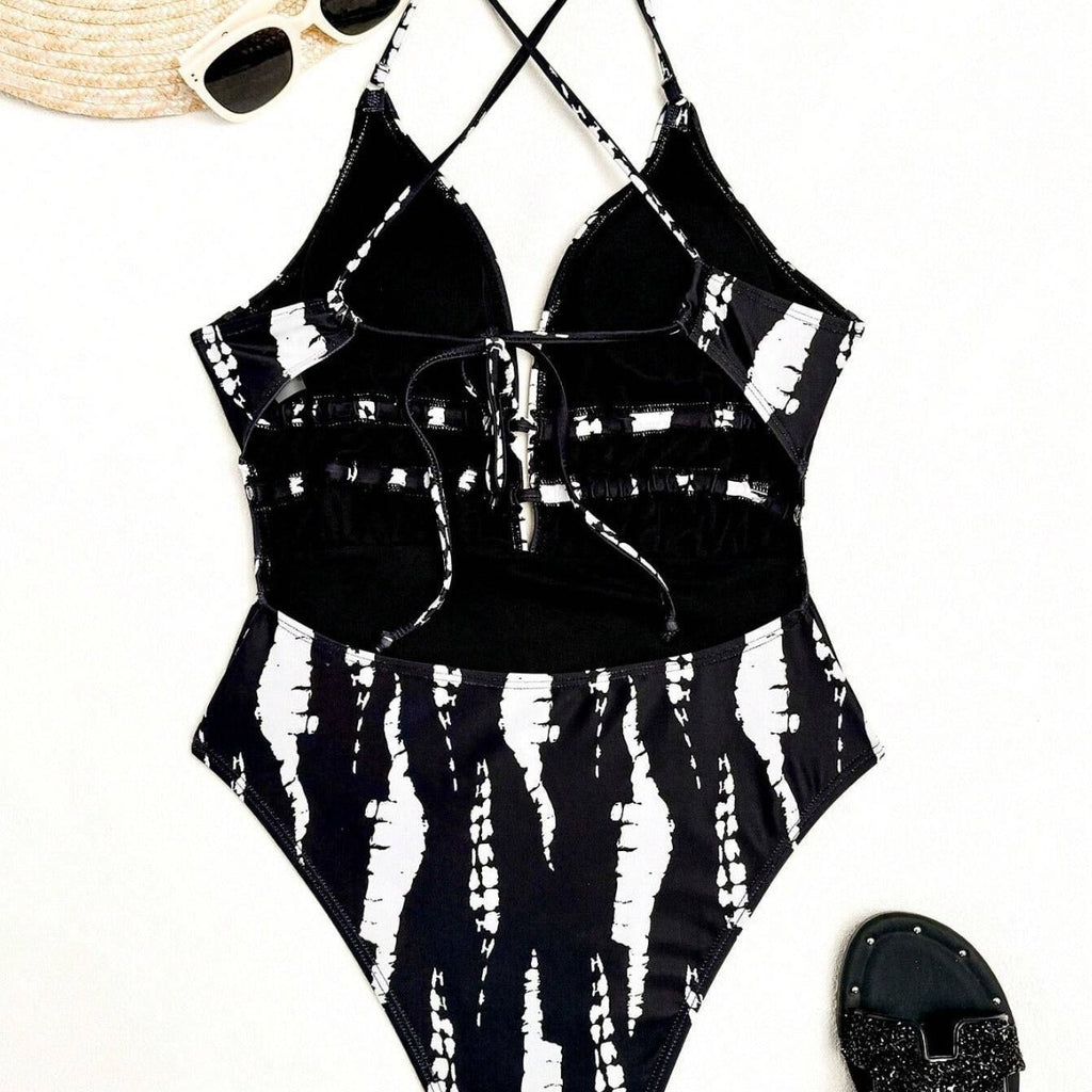 Swimsuit Women Sexy Backless Swimsuit Spring V Neck Lace up Swimsuit XUANHUI