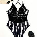 Swimsuit Women Sexy Backless Swimsuit Spring V Neck Lace up Swimsuit XUANHUI