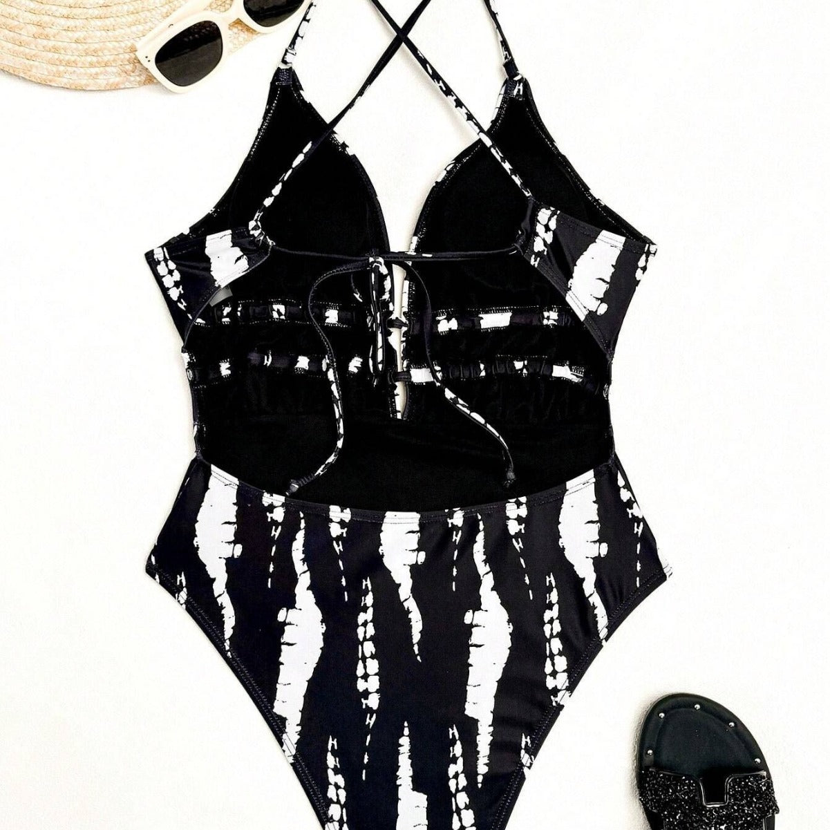 Swimsuit Women Sexy Backless Swimsuit Spring V Neck Lace up Swimsuit XUANHUI