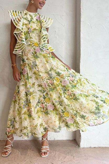 Sexy Backless Print Lace up Large Swing Dress for Women