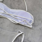 Halter Strap Solid Color Tube Top Low Waist Bikini Sexy Backless Briefs Split Swimsuit Women Thunder