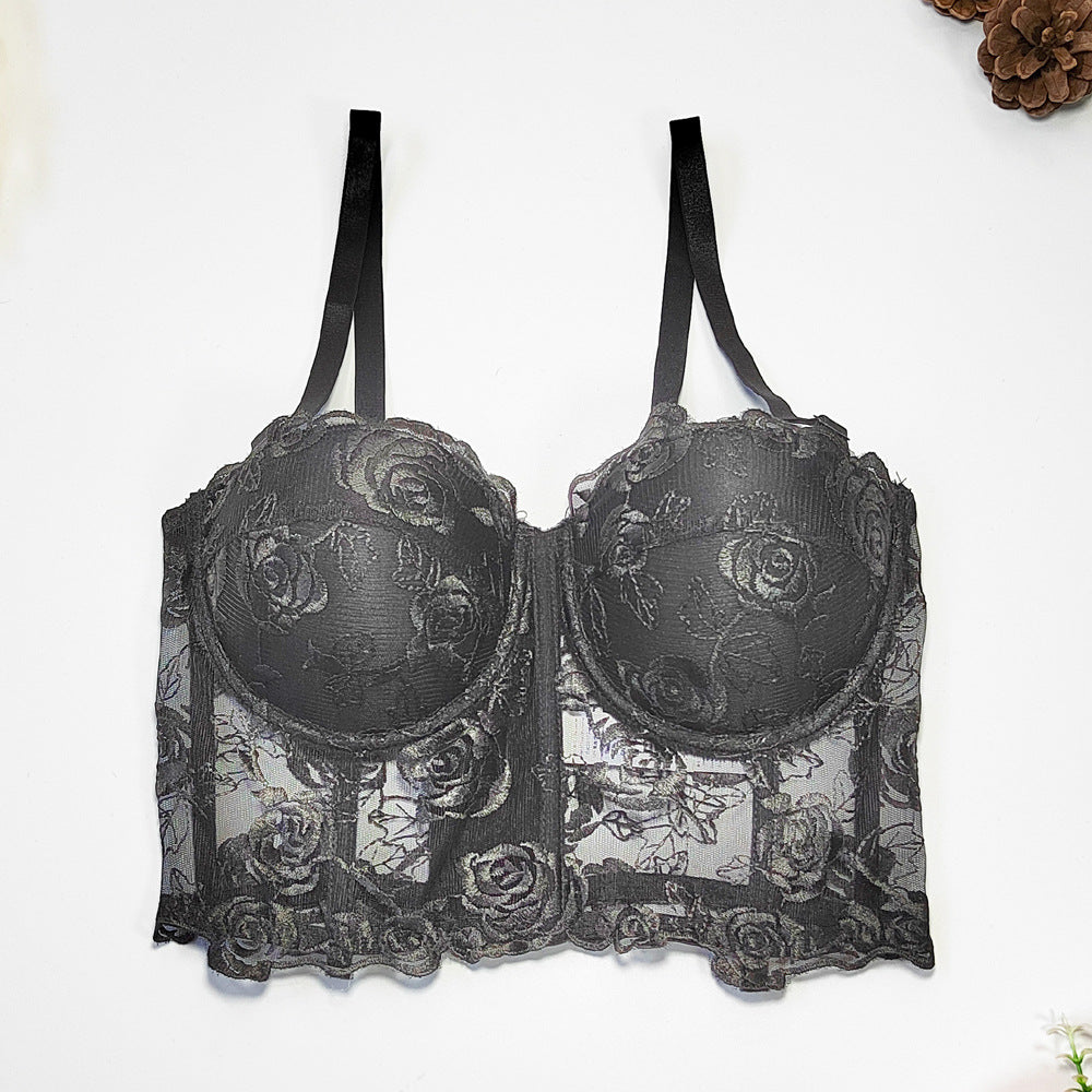Sexy Tube Top Underwear Outer Wear Bare Back Waist Short Tube Top Sexy See through Lace Embroidery Tube Top Kanuner