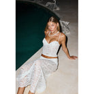 Solid Color Similar to Tangini Gathered Split Beach Skirt Two Piece Sets Bikini Sexy Cutout Thunder