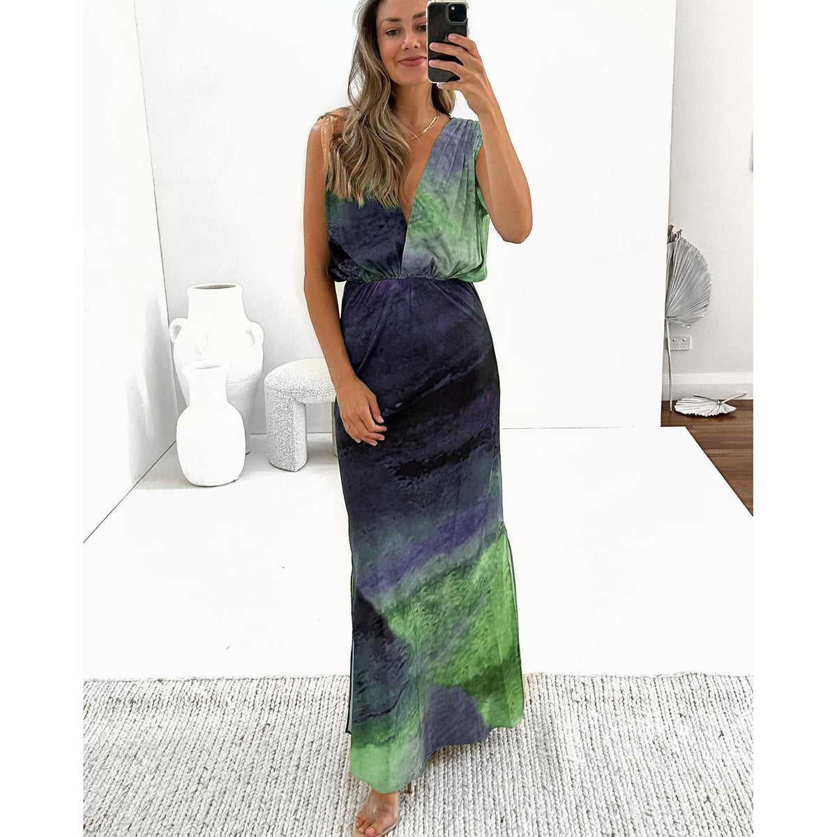 Enter Spring Summer Sexy Backless Slit Dress Loose Vacation Women Clothing Dress Oyrina