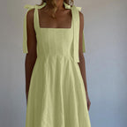 Women Clothing Suspenders Dress Summer Sleeveless Square Collar Vest Dress Casual Dress Kigali