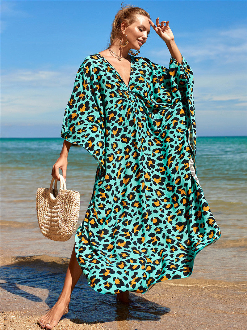 Rayon Blue Bottom Leopard Dot
