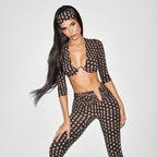 Summer Women Sexy Cropped Top Slim Pants Two Piece Sets Cecil