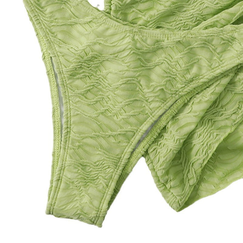 Traje de baño sexy con cordones de tres piezas para playa, vacaciones en el mar, bikini