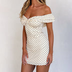 Women Polka Dot Print Fresh Tube Top Short Type Package Hip All Matching Dress LAGERFELD
