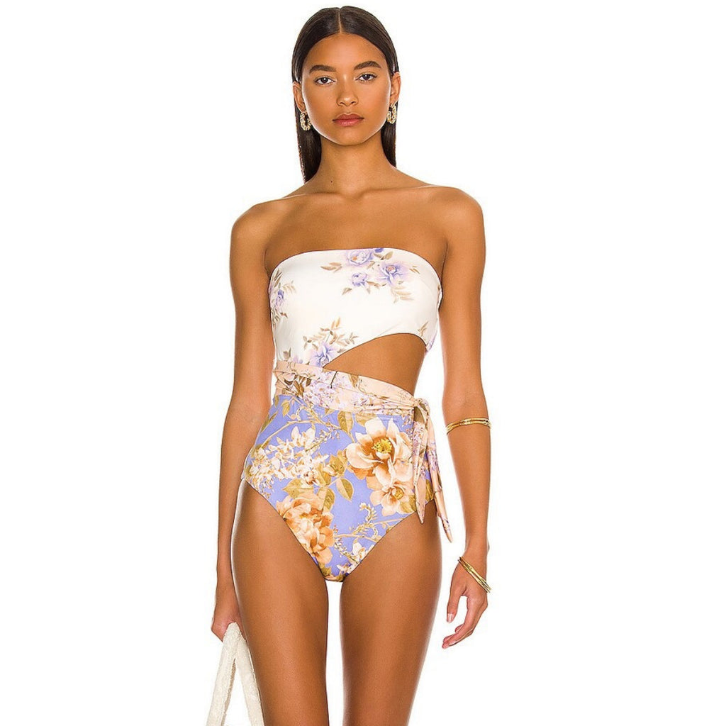 Maillot de bain une pièce imprimé haut tube jupe de plage sexy ensemble deux pièces