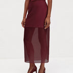 Arrival Fashionable All Match Black Mesh Skirt Women Double Layer See through High Waist Slit Hip Skirt Kigali