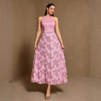Spring Summer Halter Print Stitching Large Hem Fully Lined Evening Dress Party Dress HENGACHI