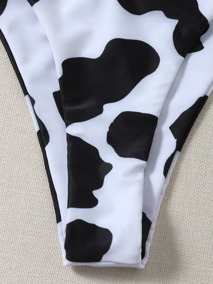 Bikini con estampado de vaca, bikini sexy para mujer, traje de baño dividido sencillo