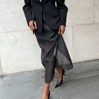 Arrival Fashionable All Match Black Mesh Skirt Women Double Layer See through High Waist Slit Hip Skirt Kigali
