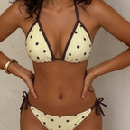 Fresh Polka Dot Brown Edge Sexy Bikini Swimsuit CSC