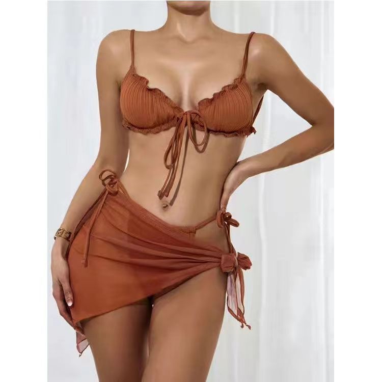 Traje de baño de color sólido sexy dividido traje de baño bikini mujeres bikini