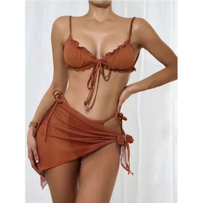 Traje de baño de color sólido sexy dividido traje de baño bikini mujeres bikini