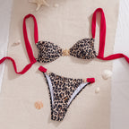 Bikini Leopard Print Color Matching Starfish Decoration Sexy Split Bikini Swimsuit Women