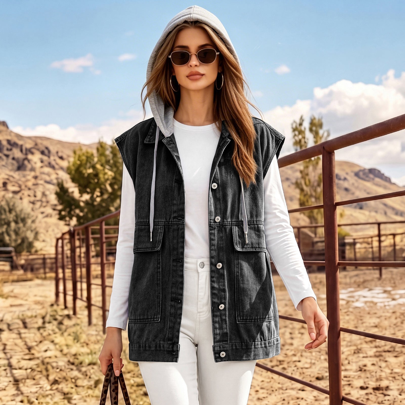 Black and Gray Hooded Detachable