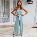 Casual Fashion Set Sexy Backless Slim Fit Jumpsuit Straight Leg Trousers Set Spring Summer New RUIGGE