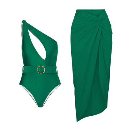 Traje de baño de dos piezas para mujer, estilo retro, con aberturas y corte siamés, que cubre el vientre y adelgaza el vientre.