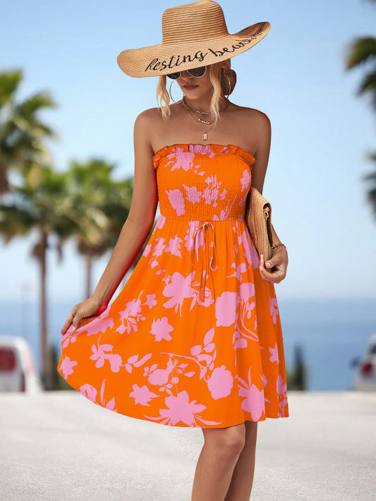 Women Clothing Printed Smocking Dress