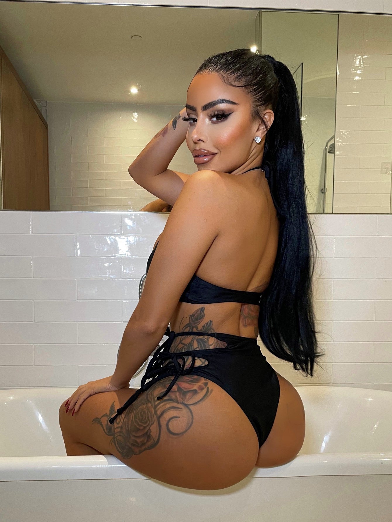 Bikini de color sólido sexy para mujer, traje de baño dividido, traje de baño triangular con bolsa
