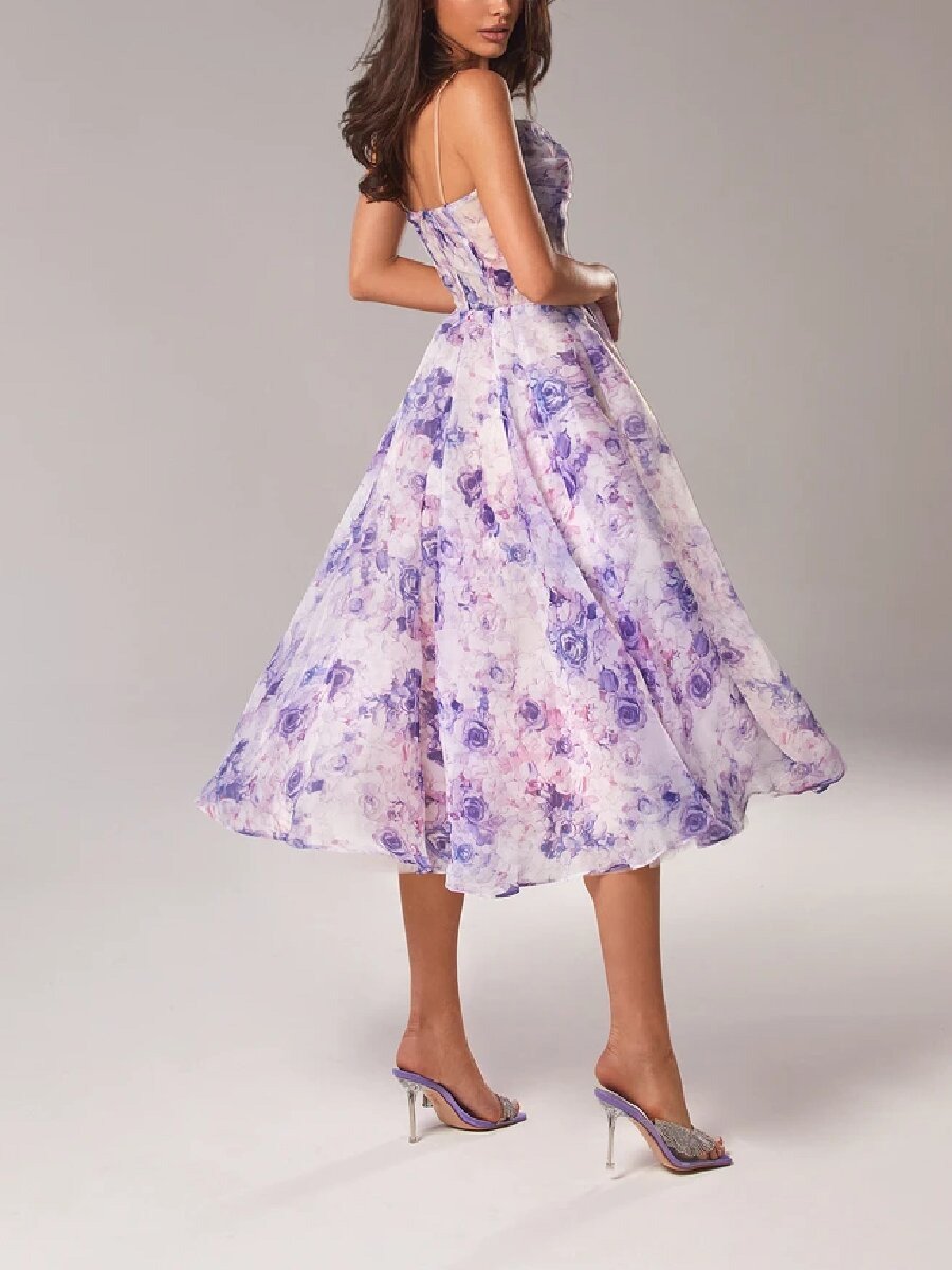 Summer Women Clothing Tube Top Sleeveless Printed Large Swing Dress RMAI