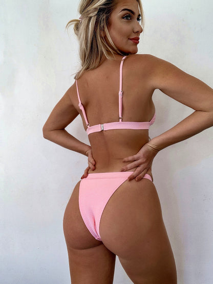 Traje de baño individual para mujer, traje de baño separado, bikini de color sólido