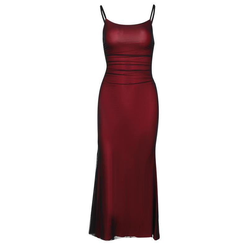Vestido de verano sexy con tirantes en contraste de colores y corte entallado para mujer