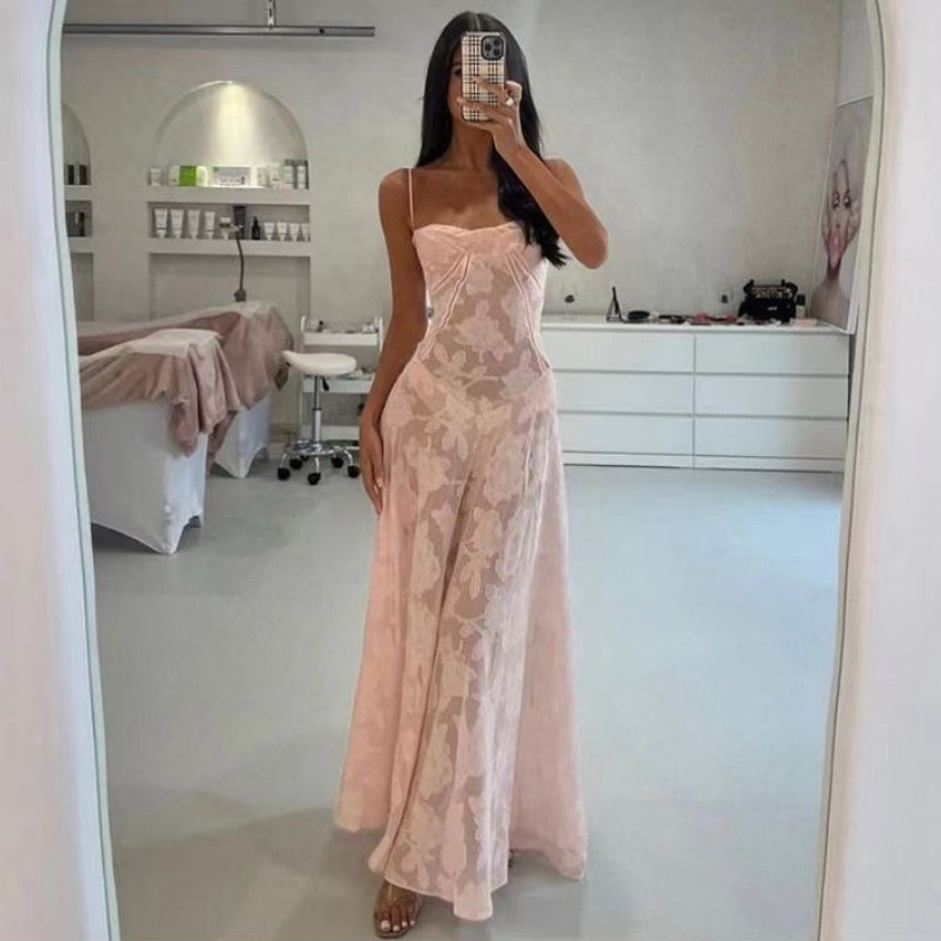 Summer Sexy See through Seaside Holiday Boning Corset Suspender Floral Dress CYSM