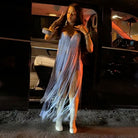 Autumn Winter Pure Sexy V neck Slim Fit Backless Personality Tassel Suspender Vest Women Clothing YIMAIL