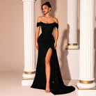 Strapless Black Evening Dress Sequined Slim Fit Slimming Fishtail Bridal Toast Dress Cocktail Evening Dress Ladys