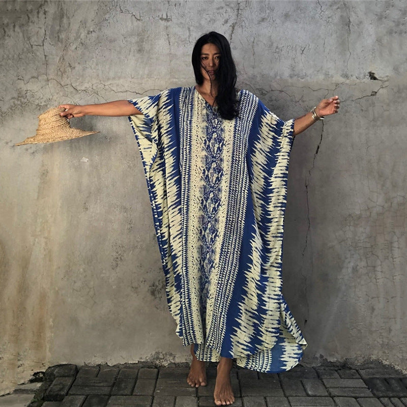 Spring Beach Cover-up Rayon Blooming Floral Vacation Robe Dress Crochet hook